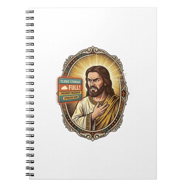 Jesus Cloud Storage Full Warning Paywall Tech Humo Notebook (Front)