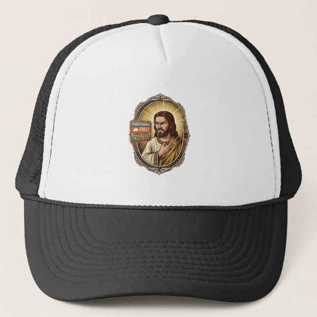 Jesus Cloud Storage Full Warning Paywall Tech Humo Trucker Hat (Front)