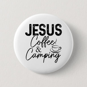 Jesus Coffee And Camping Christian Camper Nature L 6 Cm Round Badge