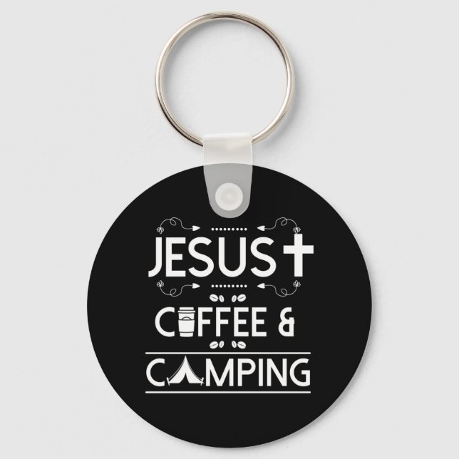 Jesus Coffee And Camping Key Ring (Front)