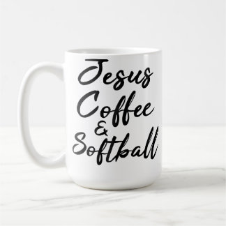 Jesus Coffee And Softball Funny Christian Sport Lo Coffee Mug