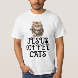 JESUS COFFEE CATS CHRISTIAN CAT T-SHIRT