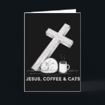 Jesus Coffee Cats Funny Cute Design Jesus Lovers C Card<br><div class="desc">Jesus Coffee Cats Funny Cute Design Jesus Lovers Christian Long Sleeve _1</div>