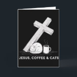 Jesus Coffee Cats Funny Cute Design Jesus Lovers C Card<br><div class="desc">Jesus Coffee Cats Funny Cute Design Jesus Lovers Christian Long Sleeve _1</div>