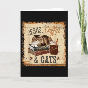 Jesus Coffee Cats Funny Cute Design Jesus Lovers C Card