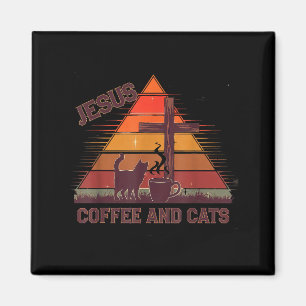 Jesus Coffee Cats Funny Cute Design Jesus Lovers C Magnet