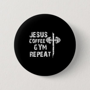 Jesus Coffee Gym Christian Workout Weightlifting F 6 Cm Round Badge