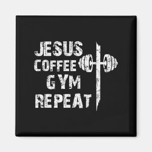 Jesus Coffee Gym Christian Workout Weightlifting F Magnet