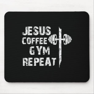 Jesus Coffee Gym Christian Workout Weightlifting F Mouse Pad