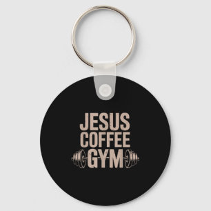 Jesus Coffee Gym Funny Christian Workout Barbell C Key Ring