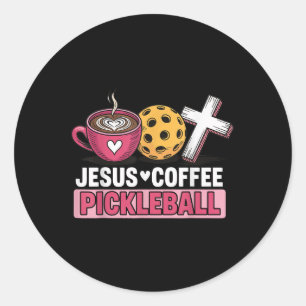 Jesus Coffee Pickleball Classic Round Sticker