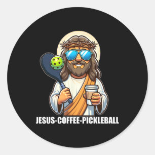 Jesus Coffee Picklenall Funny Christian Picklell L Classic Round Sticker