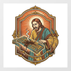 Jesus Coffee Spill Mechanical Keyboard Broken Tech
