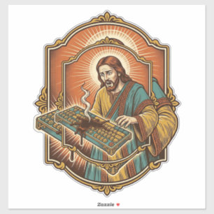 Jesus Coffee Spill Mechanical Keyboard Broken Tech