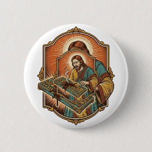 Jesus Coffee Spill Mechanical Keyboard Broken Tech 6 Cm Round Badge
