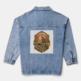 Jesus Coffee Spill Mechanical Keyboard Broken Tech Denim Jacket