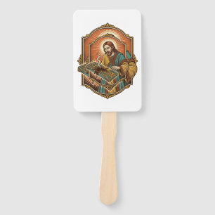 Jesus Coffee Spill Mechanical Keyboard Broken Tech Hand Fan