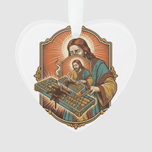 Jesus Coffee Spill Mechanical Keyboard Broken Tech Ornament