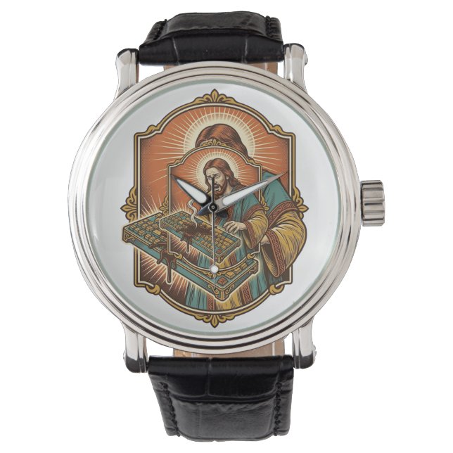 Jesus Coffee Spill Mechanical Keyboard Broken Tech Watch (Front)