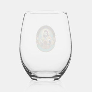 Jesus Coffee Stain Pants Before Meeting Office Wor Stemless Wine Glass