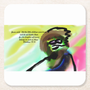 jesus come square paper coaster