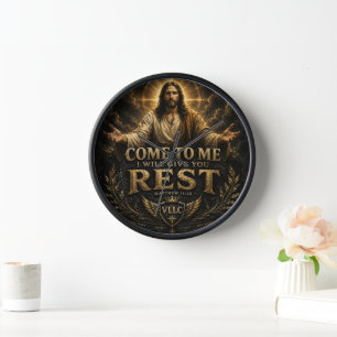 Jesus Come to Me Christian Gold Sacred Art Clock