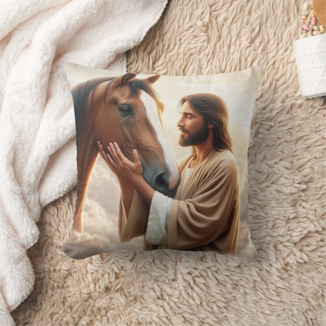 Jesus Comforting a Horse in Heaven Cushion (Blanket)