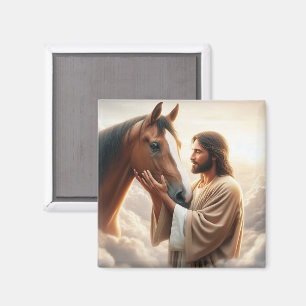 Jesus Comforting a Horse in Heaven Magnet