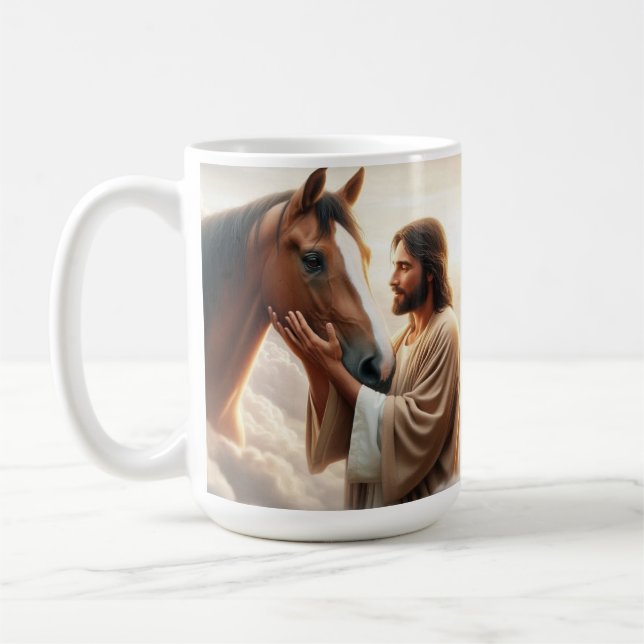 Jesus Comforting a Horse in Heaven Mug (Left)