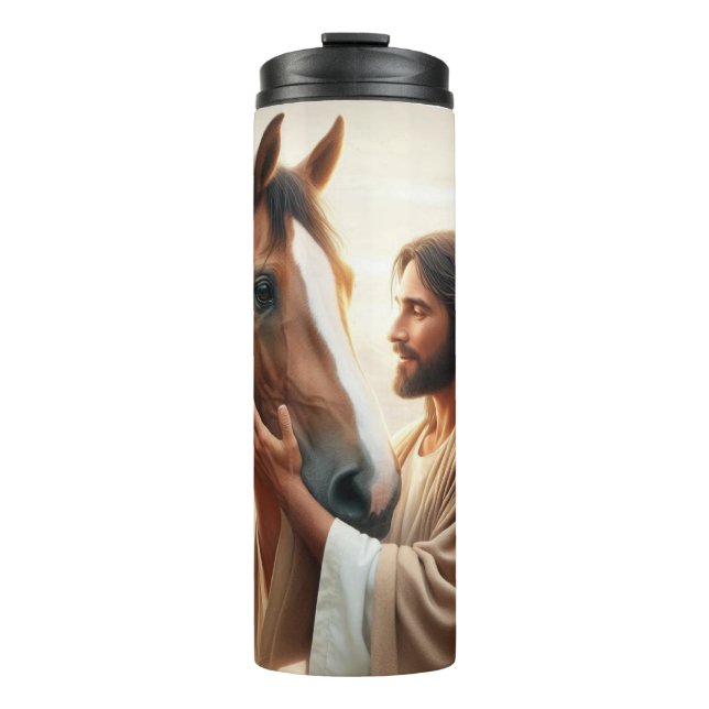 Jesus Comforting a Horse in Heaven Thermal Tumbler (Front)