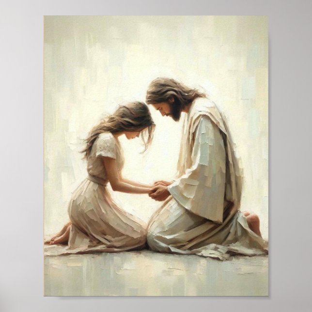 Jesus Comforting Woman - Christian Art with Bible  Poster (Front)