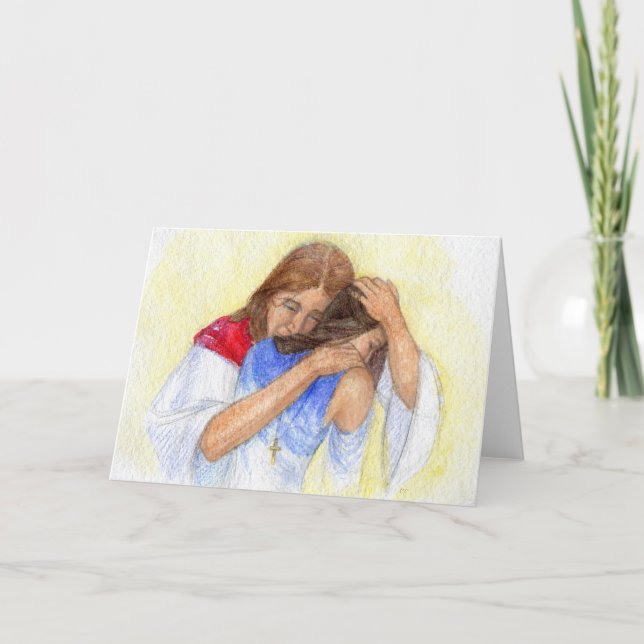"Jesus Comforts Us." Greeting Card (Front)