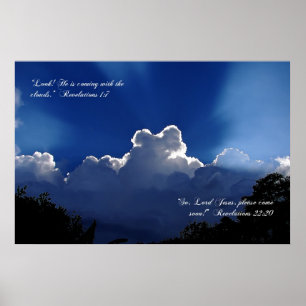 Jesus Coming in the Clouds Inspirational Poster