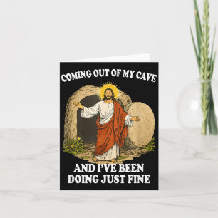 Jesus Coming Out of Cave Christian Faith Trendy Card