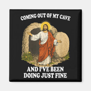 Jesus Coming Out of Cave Christian Faith Trendy Magnet