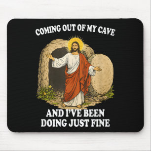 Jesus Coming Out of Cave Christian Faith Trendy Mouse Pad