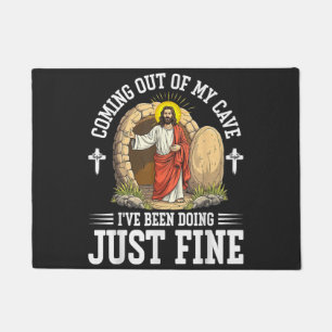 Jesus Coming Out Of My Cave Doormat