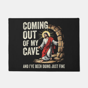Jesus Coming Out Of My Cave Doormat