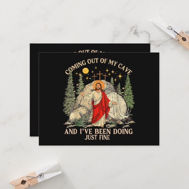 Jesus Coming Out of My Cave Invitation (Front/Back In Situ)