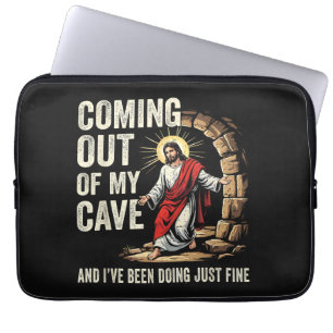 Jesus Coming Out Of My Cave Laptop Sleeve
