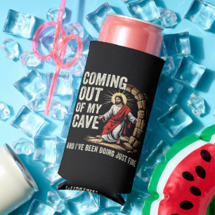 Jesus Coming Out Of My Cave Seltzer Can Cooler