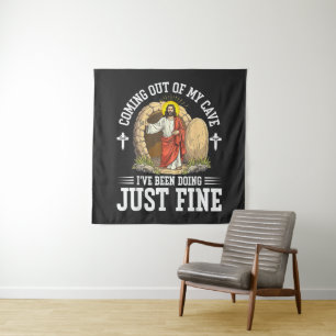 Jesus Coming Out Of My Cave Tapestry