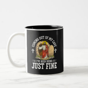 Jesus Coming Out Of My Cave Two-Tone Coffee Mug