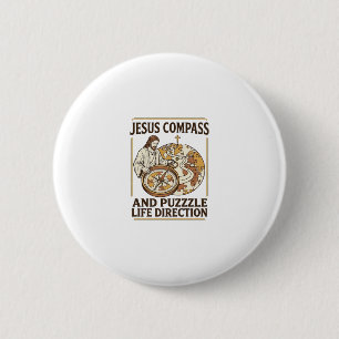 Jesus Compass And Puzzle Life Direction Jesus Comp 6 Cm Round Badge