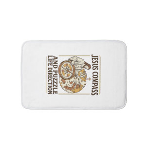 Jesus Compass And Puzzle Life Direction Jesus Comp Bath Mat