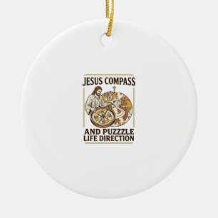 Jesus Compass And Puzzle Life Direction Jesus Comp Ceramic Ornament
