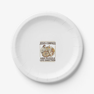 Jesus Compass And Puzzle Life Direction Jesus Comp Paper Plate