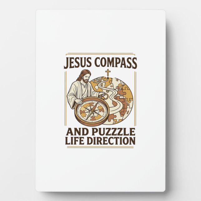 Jesus Compass And Puzzle Life Direction Jesus Comp Plaque (Front)