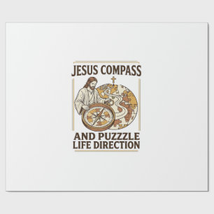 Jesus Compass And Puzzle Life Direction Jesus Comp Wrapping Paper