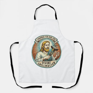 Jesus Completely Burnt Black Hot Dog BBQ Humor_1 Apron